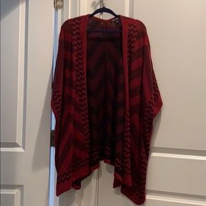 Cable and gauge red and black chevron sweater